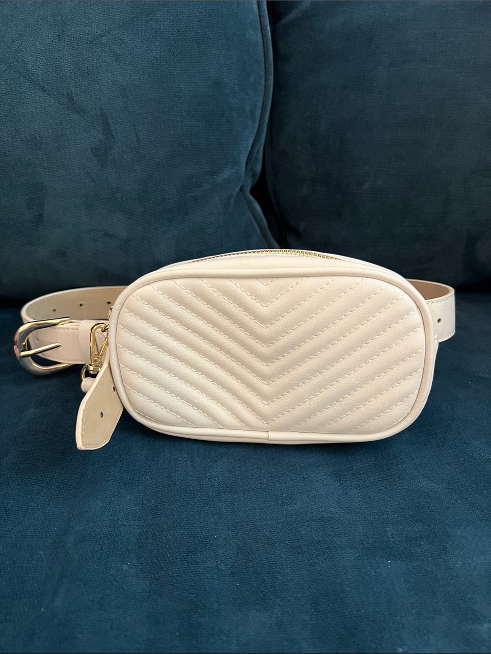 White Quilted Chevron Belt Bag - Steve Madden